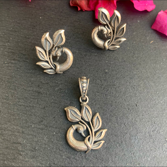 Peacock pendent set leaf-AS3203