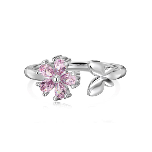 Flower ring-120986-S-W-PK