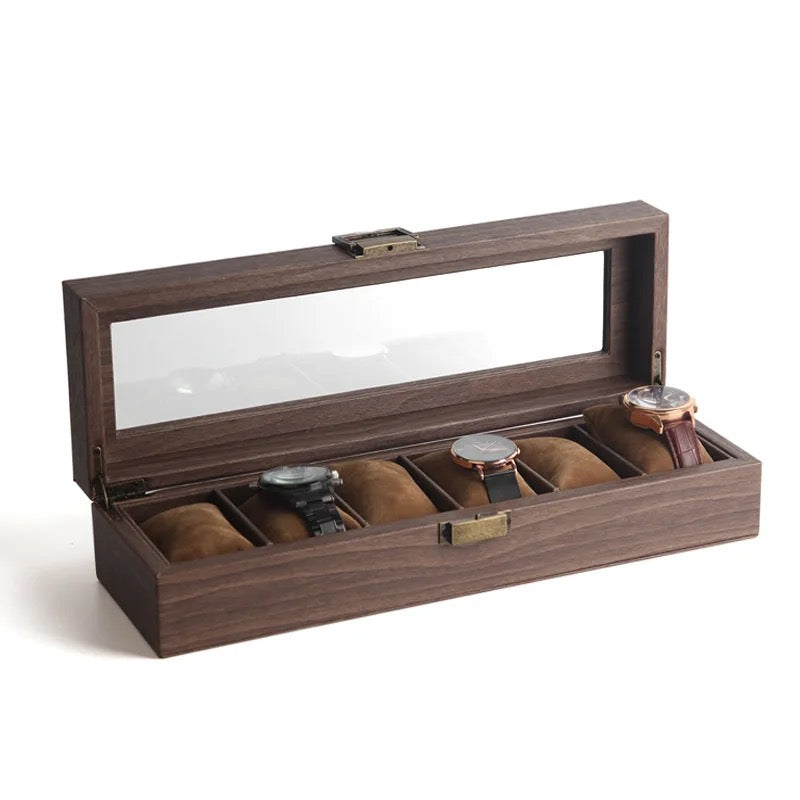 Wood Grain Leather Waterproof Luxury Gift Watch Storage Boxes Cases