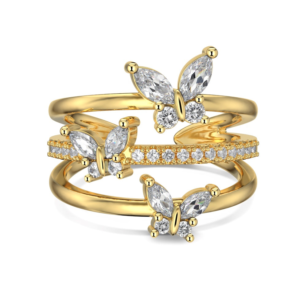 Butterfly Ring gold polish -120965-S-G-WH