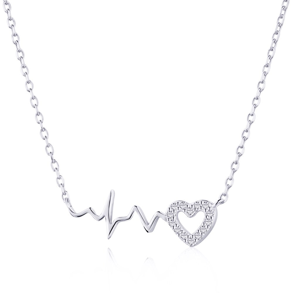 Heart pendent with chain-ASHV190064-S-W-WH