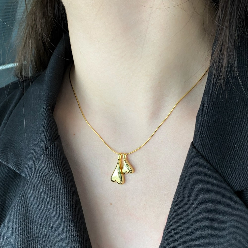 Heart pendent with chain-ASDY47 (gold polish )