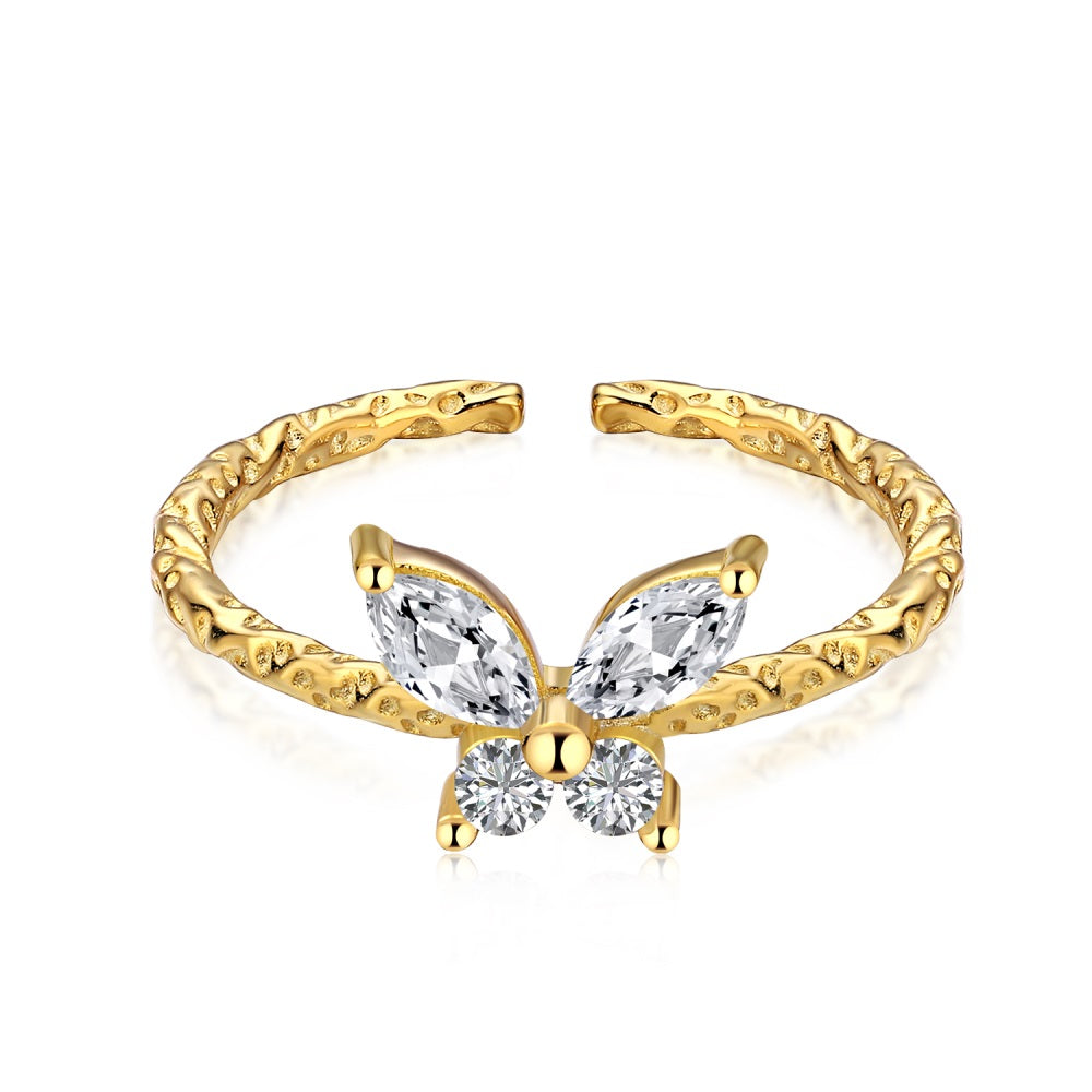 Butterfly ring-ASDY120254-S-G-WH (GOLD POLISH)